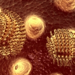 Digital illustration of rabies virus